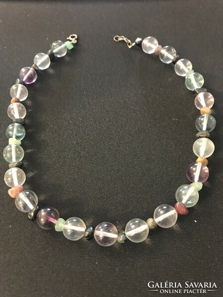 Uniquely made beautiful colored necklace made of selected real tourmaline polished stones! 43 cm long!