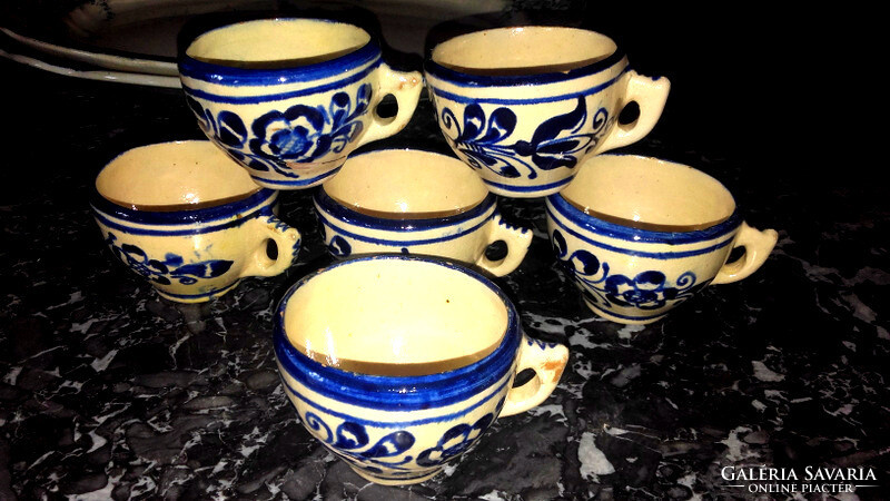 Antique folk ceramics set for 6 people