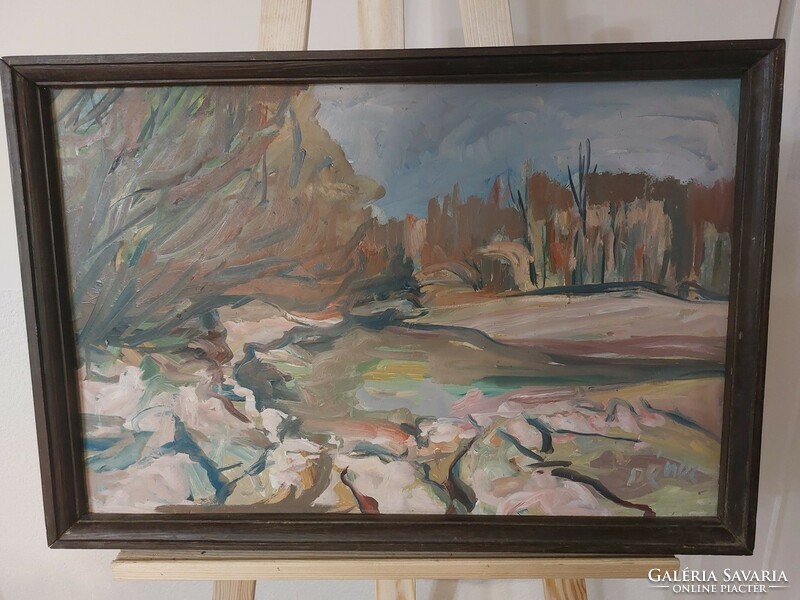 (K) signed landscape painting 60x44 cm with frame Sándor Dénes