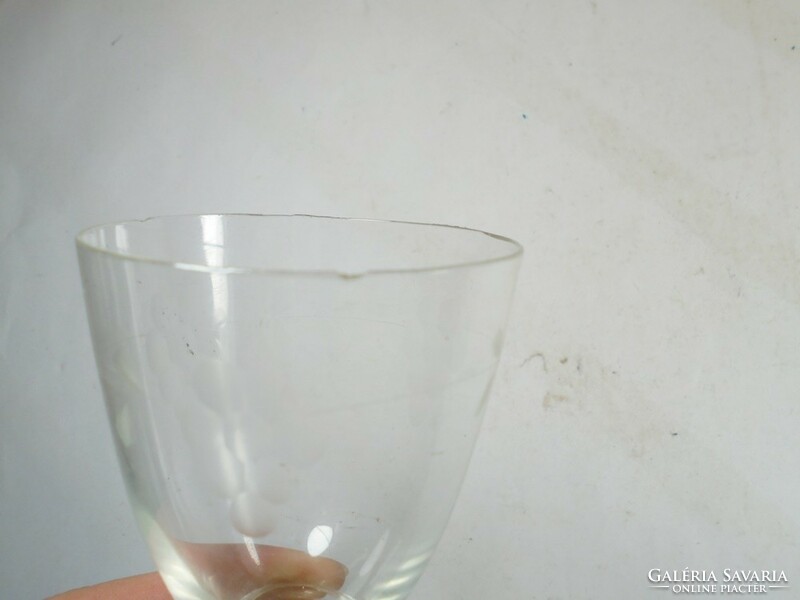 Régi retro üveg röviditalos készlet 5 db pohár szőlő mintás csiszolt