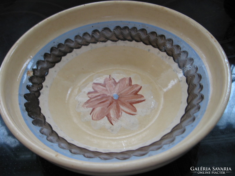 Antique glazed tile patty bowl