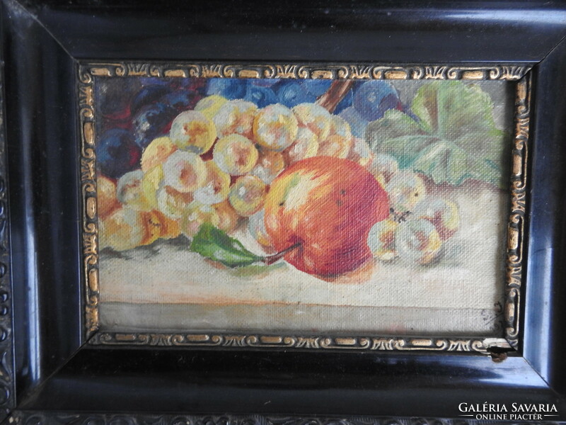 Table still life - fruit still life - marked Biedermeier oil / canvas painting