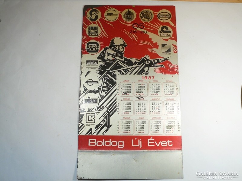 Retro calendar advertising, fire extinguisher painted aluminum aluminum metal sign allugraphic factory from 1987