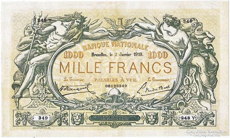 Belgium 1000 francs 1919 replica