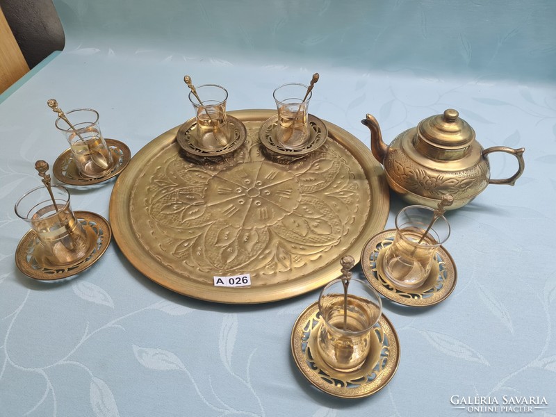 A026 copper Turkish tea set