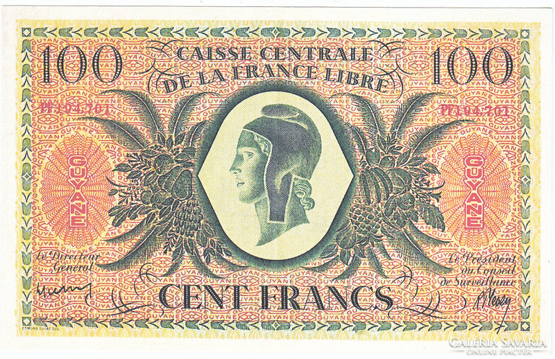 Francia Guyana  100  guyanai frank 1941 REPLIKA
