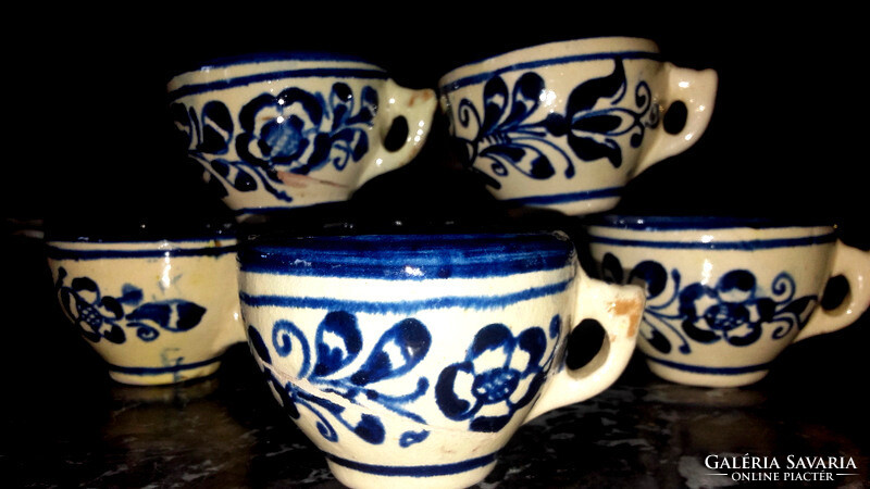 Antique folk ceramics set for 6 people