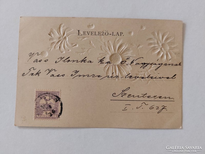 Régi képeslap 1900 dombornyomott levelezőlap margaréta