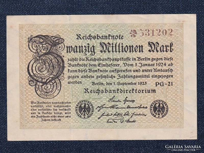 Németország Weimari Köztársaság (1919-1933) 20 millió Márka bankjegy 1923 (id73741)