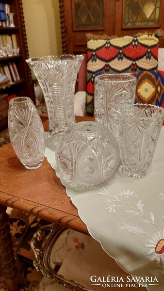 Antik ólom kristály üveg váza nagyméretű nehéz csiszolt kristály többféle