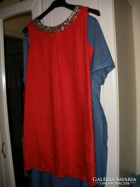 100% Linen red Italian dress