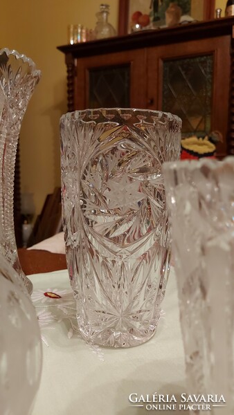 Antik ólom kristály üveg váza nagyméretű nehéz csiszolt kristály többféle