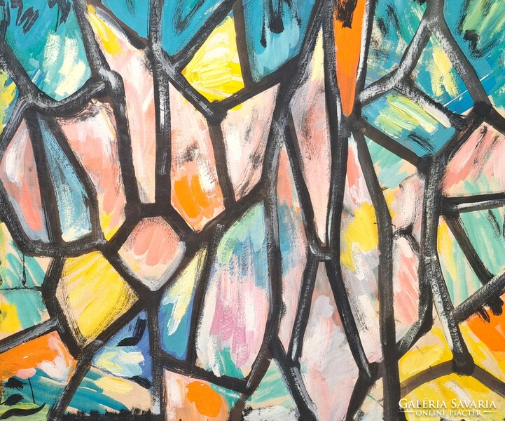 Colorful abstract shapes - tempera painting