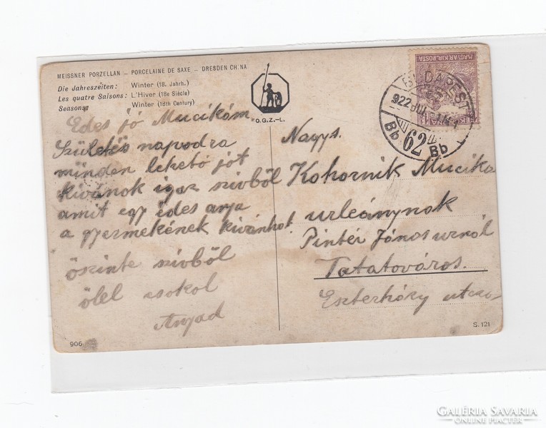 Greeting postcard love 1922 no:01 Messen porcelain manufactory