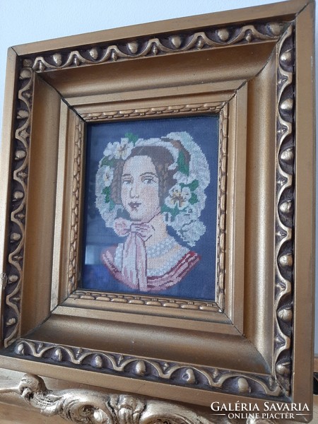Beautiful antique micro tapestry in a beautiful antique frame