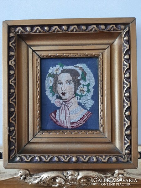 Beautiful antique micro tapestry in a beautiful antique frame