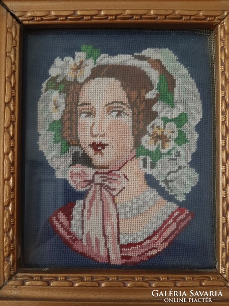 Beautiful antique micro tapestry in a beautiful antique frame