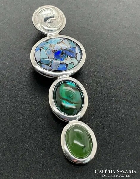 Opal triplet, abalone, jade gemstone/ sterling silver pendant 925 - new handmade jewelry