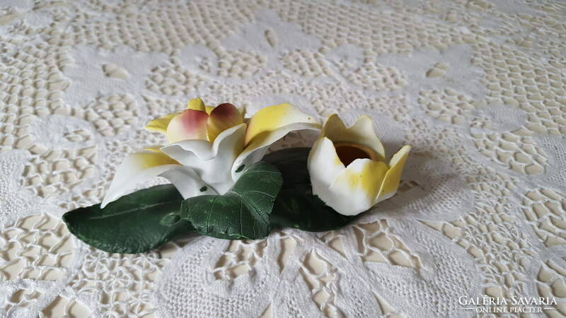 Orchid-shaped porcelain table decoration, candle holder