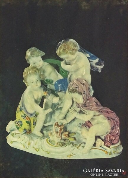 1M402 Meissen - Johann Joachim Kaendler : "Fázó gyermekek" 25.5 x 17.5 cm