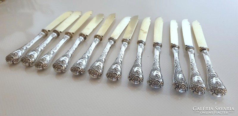 Bruckmann & sohne art nouveau, 12-person silver (800/617g) dessert and cake set from 1890