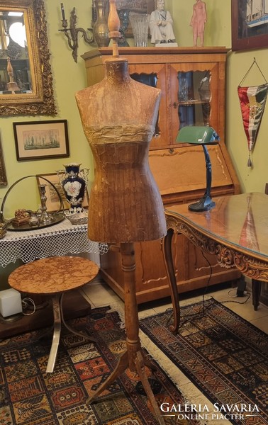 Antique papier-mâché mannequin, with original stand