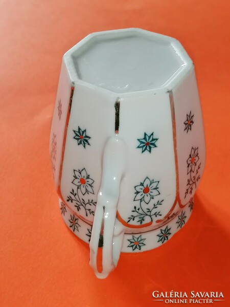 Old, rare octagonal hand painted mug