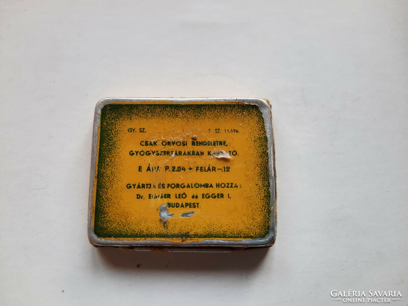 Hydrocodine tablet, dr. Egger metal box. Old medicine box, tin box,