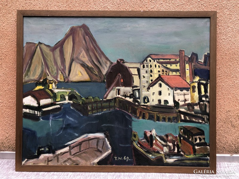 Thomas niederreuther (Munich, July 1, 1909 - Munich, January 23, 1990) Harbor painting