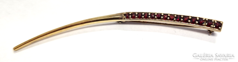 Garnet brooch pin, flower stem motif