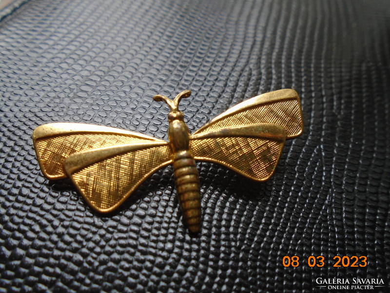 Gold-plated textured butterfly brooch