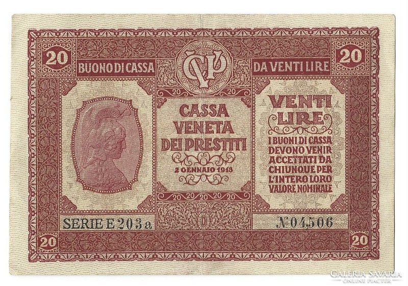 20 lire lira 1918 Olaszország Velence 1.