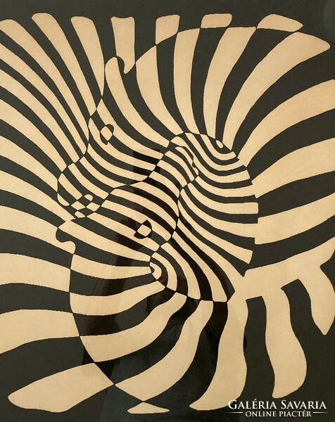 Victor vasarely (1908-1997): zebras, large screen print