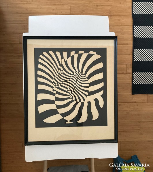 Victor vasarely (1908-1997): zebras, large screen print