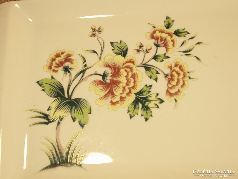 Retro marked Hólloháza porcelain tray with a painted flower motif - hólloháza