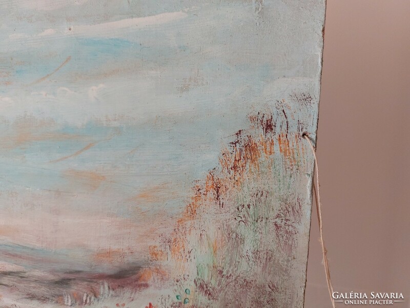 (K) Völgyi szignóval tájképfestmény szarvas, őz 50x59 cm  Sérülések fotózva