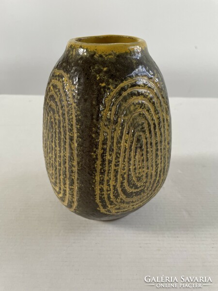Retro, mid-century modern, Pesthidegkúti fired glazed ceramic vase