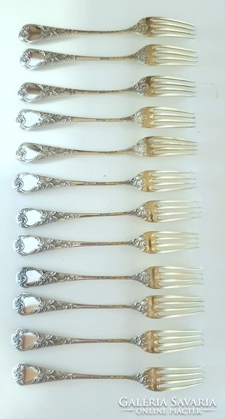 Bruckmann & sohne art nouveau, 12-person silver (800/617g) dessert and cake set from 1890