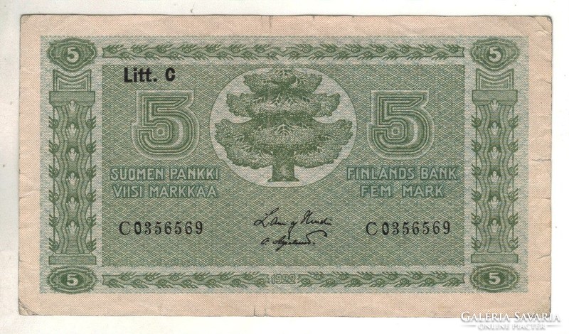5 markkaa 1922 Finnország