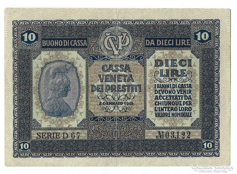 10 lire lira 1918 Olaszország Velence 1.