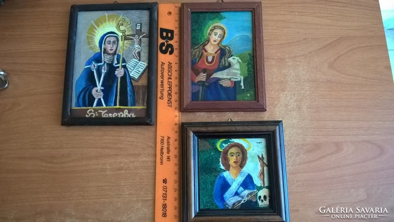 3 small religious paintings in one