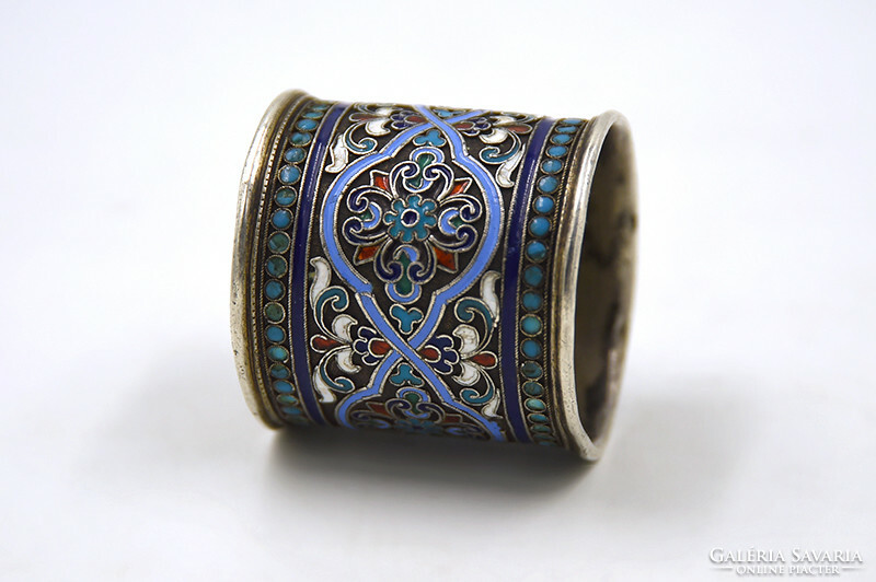 Napkin ring - 875 (84 zolotniki) silver, cloisonné enamel - Russia (late 19th century)