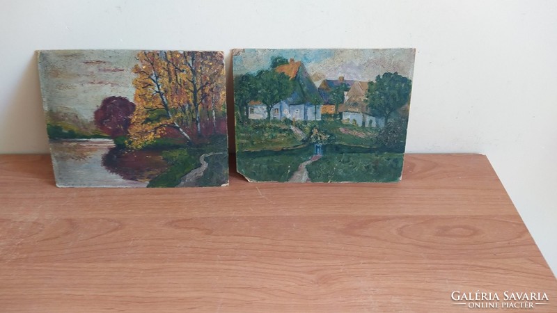 (K) 2 small antique paintings, presumably by the same artist, approx. 21x17 cm