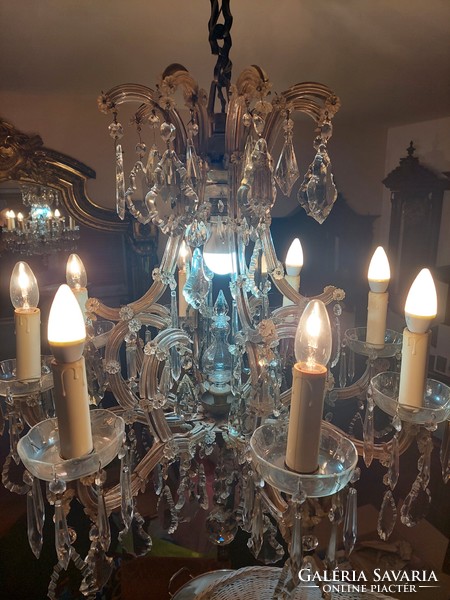 Mària terèzia crystal chandelier 8+ 1 burner from the 1900s works perfectly!