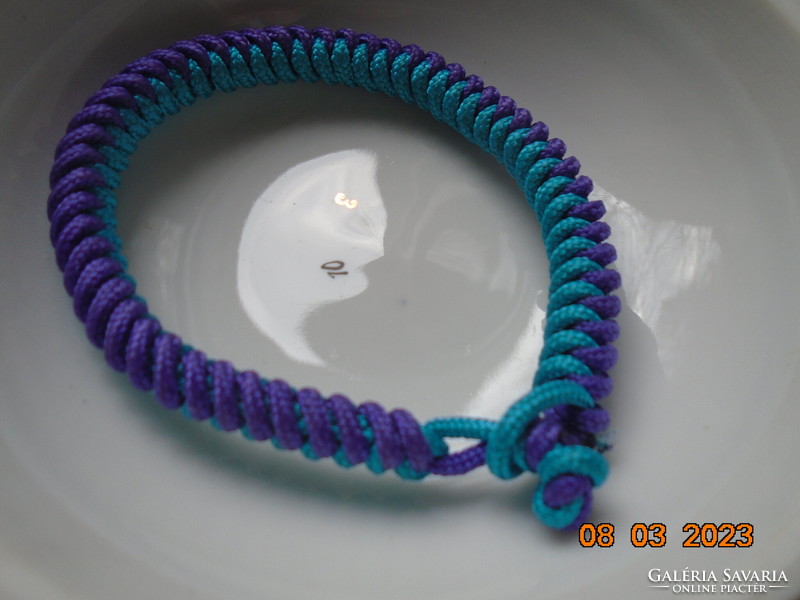 Kézzel készült türkiz lila fém mentes zsinór karkötő