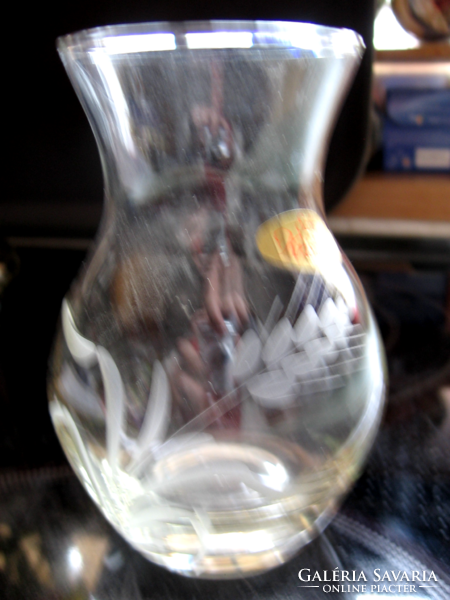 Retro Echt Kristall kalászos csiszolt kis jácint hajtató váza