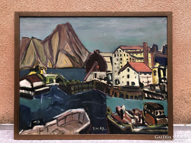 Thomas niederreuther (Munich, July 1, 1909 - Munich, January 23, 1990) Harbor painting