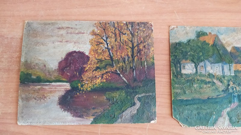 (K) 2 small antique paintings, presumably by the same artist, approx. 21x17 cm