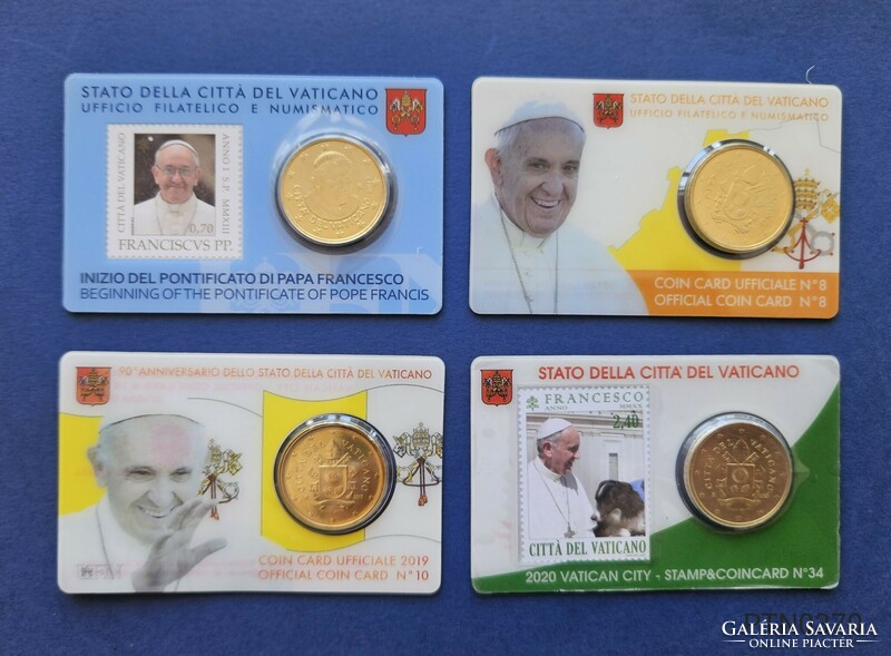 Vatikán érmekártya 50 cent BU (4db)