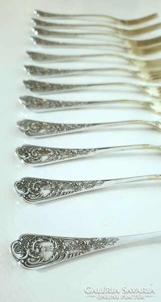 Bruckmann & sohne art nouveau, 12-person silver (800/617g) dessert and cake set from 1890